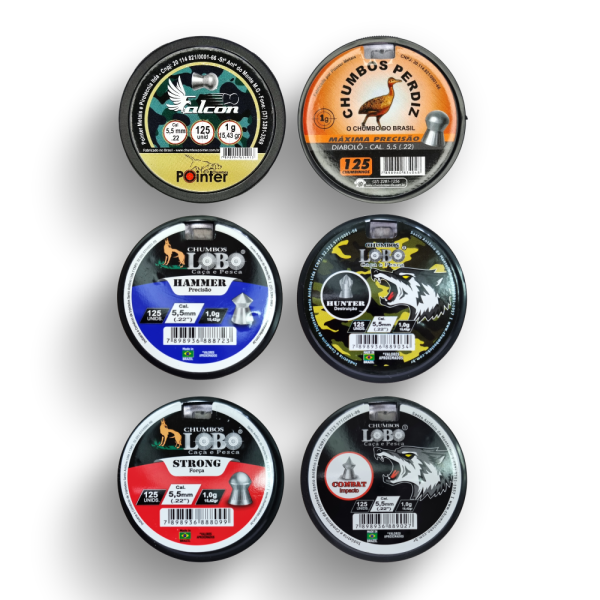 6 Cx 5.5 mm Chumbinhos Pressão - VARIADOS